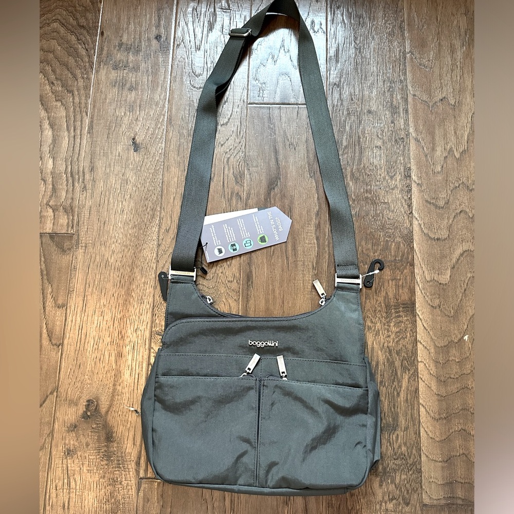 NWT Baggallini gray crossbody travel purse